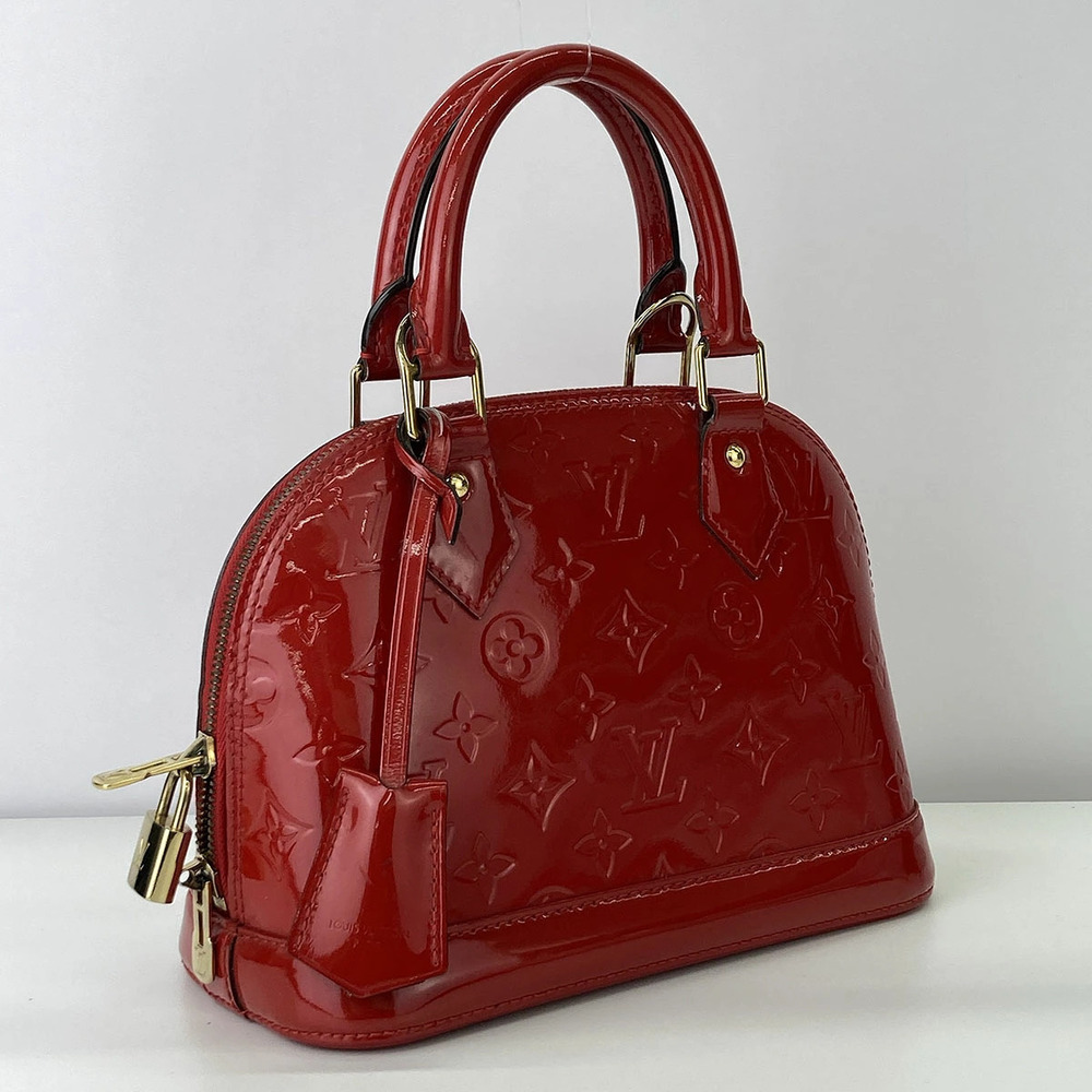 LOUIS VUITTON Alma Red Shoulder Bag Monogram Vernis - Picture 4 of 6